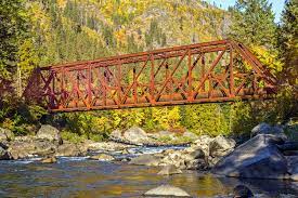 The distance between wenatchee and leavenworth is approximately 20 miles, or 33 kilometers. Red Bridge On The Wenatchee River Usa