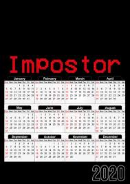 / 53 x 66cm medium: Calendrier Impostor Among Us 30x43cm Format A3