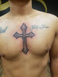 The popularity of this tattoo is partially attributed to the symbolism represented by the cross. Chest Cross Tattoo Kingdom Ink Studio Facebook
