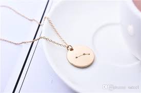 Wholesale Aries Constellation Coin Necklace Sky Chart Diagram Medallion Zodiac Astrological Sign Chain Necklace Jewelry Accessory Birthday Gift