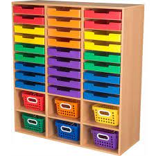 27 Slot Mail And Supplies Center With 27 Trays 6 Cubbies And Baskets Grouping 1 Mail Center 6 Baskets Classroom Mailboxes Supplies Cubbies