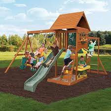 Kidkraft Sandy Cove Wooden Playset Walmart Com Wooden Swing Set Wooden Playset Big Backyard