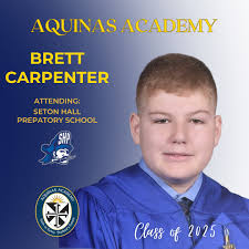 Huge congrats to Brett Carpenter — Aquinas Academy Class of 2025! All the  hard work paid off and we couldn't be prouder. Here's to new adventures and  everything that's next! #aqaforever
