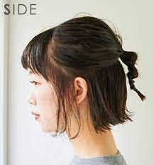 ボブのハーフアップヘアアレンジ 髪が硬い 太い 多い人も一気にこなれる ハーフアップ ヘアアレンジ ハーフアップヘア アップヘア