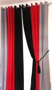 Eyelet Curtains Ring Top Fully Lined Pair Black Ready Made Plain 3tone Red Black Black Living Room Decor Red Living Room Decor Red Curtains Bedroom