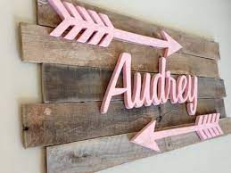 Nursery Reclaimed Wood Name Sign By Burnswithinspiration On Etsy Nursery Decor Girl Baby Girl Room Arrow Nursery