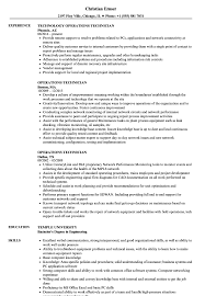 operations technician resume samples