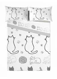 Parure lenzuola/copriletto gatti matrimoniale (2 piazze) in 100% puro cotone, composta da un lenzuolo/copriletto con stampa digitale in alta qualità lenzuolo matrimoniale 44 gatti di polo ovest realizzato in morbidissimo cotone di altissima qualità, le lenzuola sono in tinta unita con la balza sta. Parure Lenzuola Singola Gatti Bianco Euronova