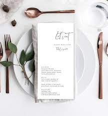 Minimal Wedding Menu Template Editable Modern Minimalist Etsy In 2022 Diy Wedding Menu Wedding Menu Modern Chic Wedding