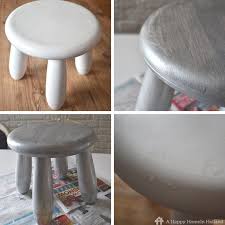 Diy Ikea Mammut Stool Makeover With Metallic Chalk Paint Stool Makeover Kids Furniture Makeover Antiquing Furniture Diy