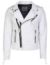 Kay Michaels Quilted Biker White Leather Jacket Jackets Men Fashion Leather Jacket