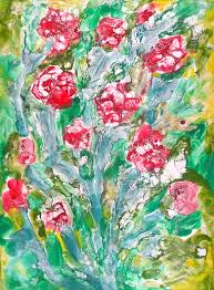 kreatywne prace plastyczne: MALOWANIE NA MOKRYM KLEJU RÓŻE