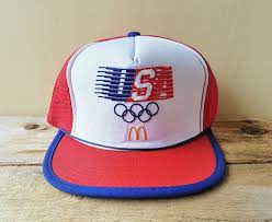 Usa 1984 Olympics Mcdonald S Promo Vintage 80s Official Licensed Red Mesh Trucker Snapback Hat Official Los Angeles Summer Olympic Games Cap Summer Olympic Games 1984 Olympics Olympic Games