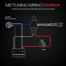 Simple wiring diagram for cree led light bar studiootb new. Mictuning Hd 12 Gauge 600w Led Light Bar Wiring Harness Kit W 60amp Relay Blue Oval Trucks