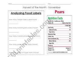 yzing nutrition labels esl