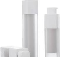 2 Pcs Frosted Plastic Airless Pump Bottles Refillable Foundation Bottles Empty Cream Lotion Bottles Square Essence Dispensers 50ML