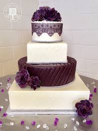 Plum Eggplant Purple Ivory Pleated Wedding Cake By Dulcet Cake Co Purple Sugar Lace Purple Gumpas Plum Wedding Cake Wedding Cake Images Purple Wedding Cake