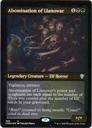 So, my best guess is that it's a horrifying curse cast upon the llanowar tribe by some necromantic enemy. Abomination Of Llanowar 585 Magic Trollandtoad