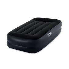Intex Twin Rest Raised Air Mattress With Built In Pillow And Electric Pump Gray Air Bed Blow Up Beds Intex