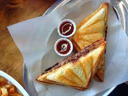 Jaffle Pulled Pork With Smoked Cheddar Bechamel Tuck Shop Take Away Caulfield Melbourne Sandwich Maker Recipes Delicious Sandwiches Cafe Food