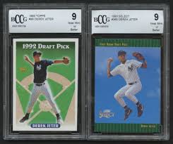 Derek jeter baseball card value. Lot Of 2 Bccg 9 Graded Derek Jeter Rookie Baseball Cards With 1993 Select 360 Rc 1993 Topps 98