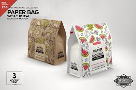 Branding identity mockup set for sushi shop, japanese food restaurant. Paper Bags With Clip Seal Mockup Packaging Mockup Design Mockup Free Free Packaging Mockup