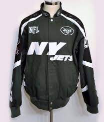Nfl New York Jets Football Jacket Cotton Twill Size L Nfl Footballjacket New York Jets Football Jets Football New York Jets