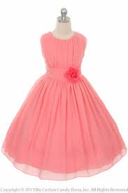 Coral Wrinkled Chiffon Flower Girl Dress Coral Flower Girl Dresses Pink Flower Girl Dresses Chiffon Flower Girl Dress