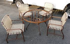 Shop for outdoor chaise lounges in outdoor lounge chairs. Siesta Vinyl Strap Chairs And Chaise With Table