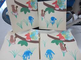 Infant Art Rainforest Scene Handprint Elephants Footprint Monkeys And Footprint Toucans Courtesy Of The Pa Paw Baby Art Rainforest Project Art Activities