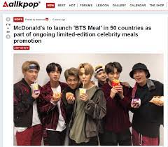 Bts will follow on the heels of the travis scott promo that caused a temporary. Mcdonald S Bts Meal To Hit 49 Countries From Late May Korea Net The Official Website Of The Republic Of Korea