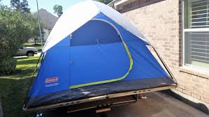 Tent Trailer Made Using A 4x6 Utility Trailer Plywood And Steel Supports For A 8x8 Fold Out Tent Base That Sets Up Utility Trailer Tent Trailer Camping Queen
