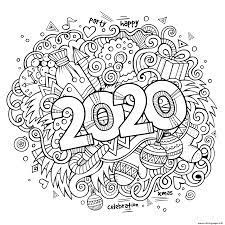 New year 2020 coloring pages for teens and adults new. New Year 2020 Doodles Objects And Elements Poster Design Coloring Pages Printable