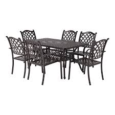 Check spelling or type a new query. Amazon Com Laurel Canyon Outdoor Patio Dining Set 7 Piece Cast Aluminum Furniture 6 Stackable Chairs 36 X 60 Rectangular Table With 1 97 Umbrella Hole For Yard Garden Deck Dark Brown Patio
