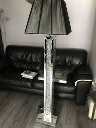 Diamond Crush Crystal Sparkle Mirrored Floor Lamp Black Shade 30 5cm X 142cm I N Stock Floor Lamp Black Shade Mirrored Furniture Crystal Floor Lamp