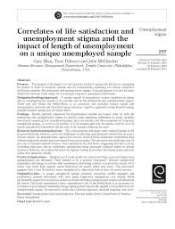 PDF) Correlates of life satisfaction and unemployment stigma and the impact  of length of unemployment