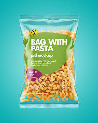 Plastic Bag With Cavatappi Pasta Mockup In Bag Sack Mockups On Yellow Images Object Mockups