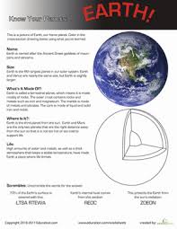 Know Your Planets Earth Worksheet Education Com Earth And Space Science Science Worksheets Earth For Kids