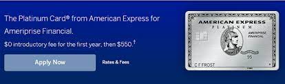 Wed, aug 25, 2021, 4:03pm edt Amex Platinum For Ameriprise Credit Card 30 000 Bonus Points 5x Points On Flights And Hotels Up To 200 Uber Savings Annually Annual Fee Waived First Year