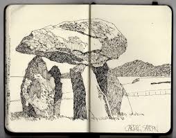 Ian Sidaway Fine Line South Wales Burial Chambers Sketchbook Art Journal Ink Illustrations Sketches