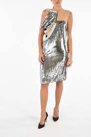 Maison Margiela Mm0 Velvet Silver Dress Women Glamood Outlet