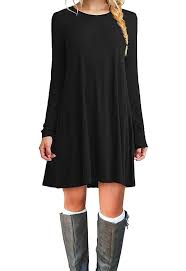 Women S Casual Plain Simple T Shirt Loose Dress Black Cx12mzs2q8v Womens Tunic Dress Long Sleeve Tunic Dress Shirt Dress