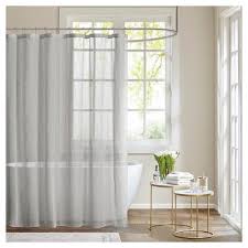 Angie Sheer Shower Curtain Gray White Shower Curtain Striped Shower Curtains Fabric Shower Curtains