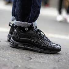 Off White Black Air Force 1 On Feet Authentic Supreme X Nike Air Max 98 Blackout On Feet Size 7 5 Nike Air Max Fashion Shoes Sneakers Nike Shoes Air Max