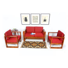 4pc outdoor patio furniture sofa set loveseat chiar cushioned couch deck balcony. Lifeestyle Sheesham Wood Sofa Set 2 1 1 With Cushion Directcreate Com