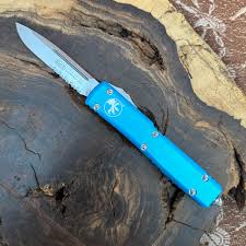 Microtech Ultratech S/E Turquoise Stonewash Serrated 121-11TQ | American Edge Knives