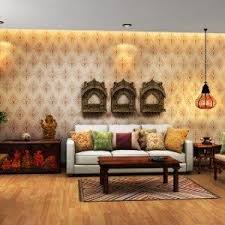 This interior design of the hall in indian style has a stunning and voguish look. Pin On Exotic Decor