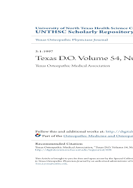 Texas D O Volume 54 Number 3 University Of North Texas
