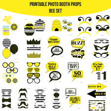 Downloadable Free Printable Photo Booth Props Birthday Pdf Instant Download Bee White Birthday Printable Photo Booth Prop Set Photobooth Props Printable Bee Birthday Birthday Printables