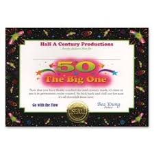 50 Is The Big One Certificate Greeting Over The Hill Gifts Certificate Greetings